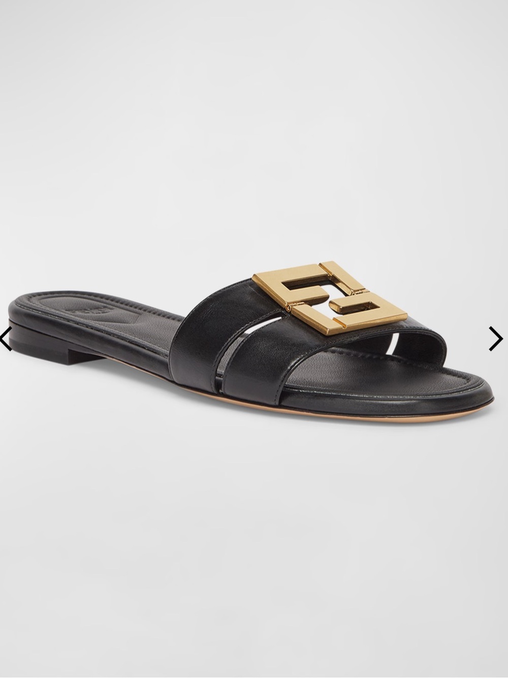 Fendi FFold Leather Flat Sandals Black size 36 / 6 - Picture 2 of 9